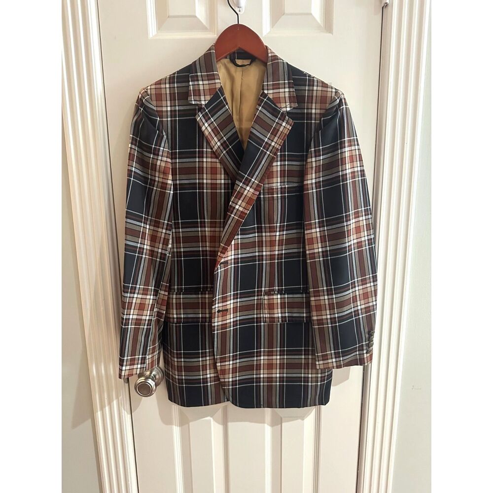Vintage 70s Johnny Carson Plaid Blazer Sport Coat - Fit Small